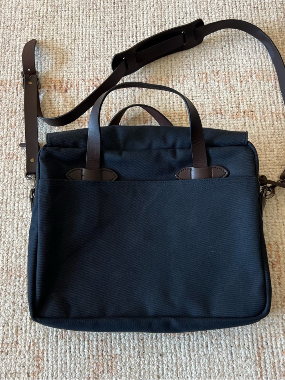 Filson Rugged Twill Original Briefcase - Navy with Brown Leather Trim - Picture 11 of 16
